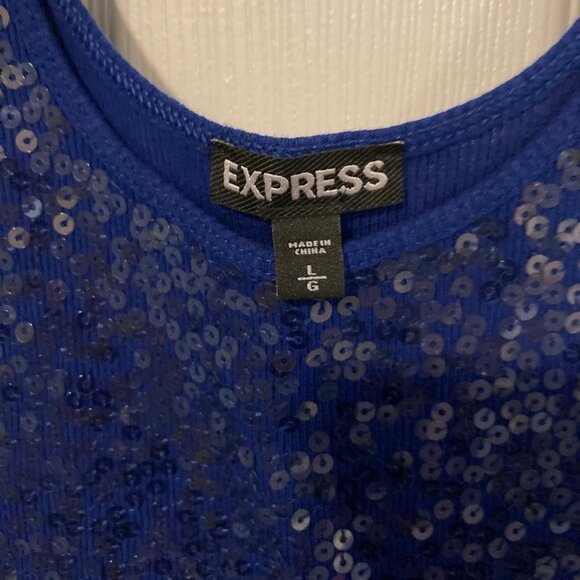 NWOT Express Blue Sequin Tank Top - Picture 2 of 3